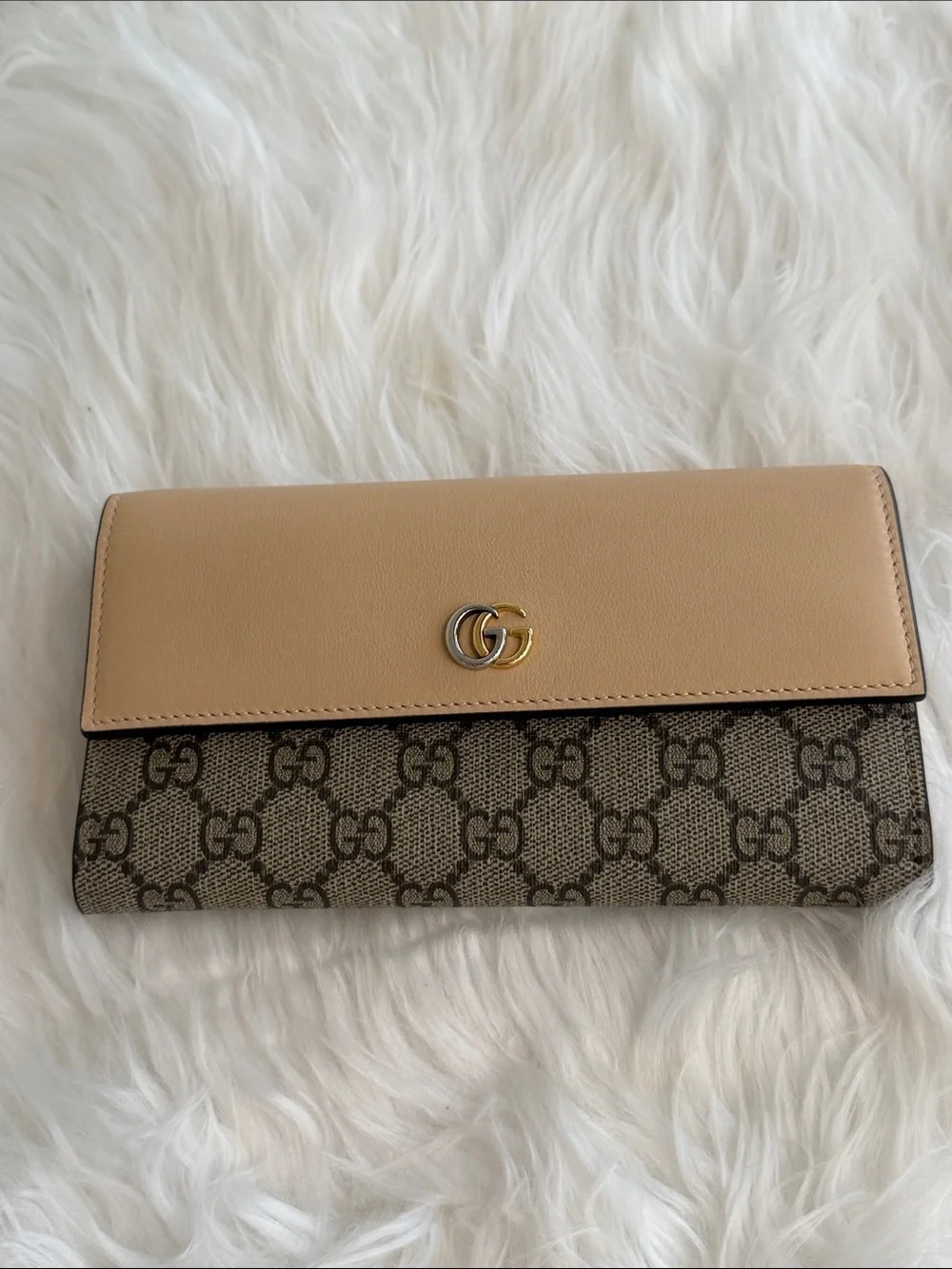 Gucci Beige and Brown GG Canvas Crossbody Bag with Bi-Metal GG Logo
